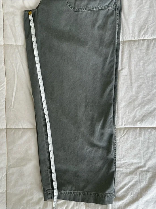 AE Studio Olive Green Wide Leg Cropped Overalls Size S 100% Cotton - Picture 7 of 8